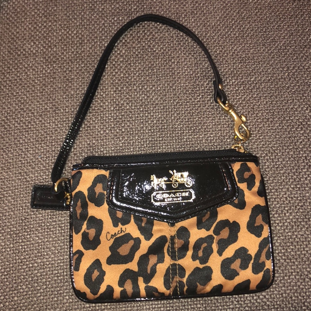 Leopard print Coach wristlet